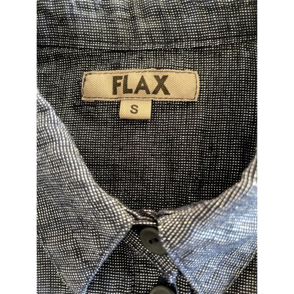 FLAX Metallic McQueen Linen Blend Button Up Shirt Shacket Blue Small‎ $169 - Picture 5 of 11